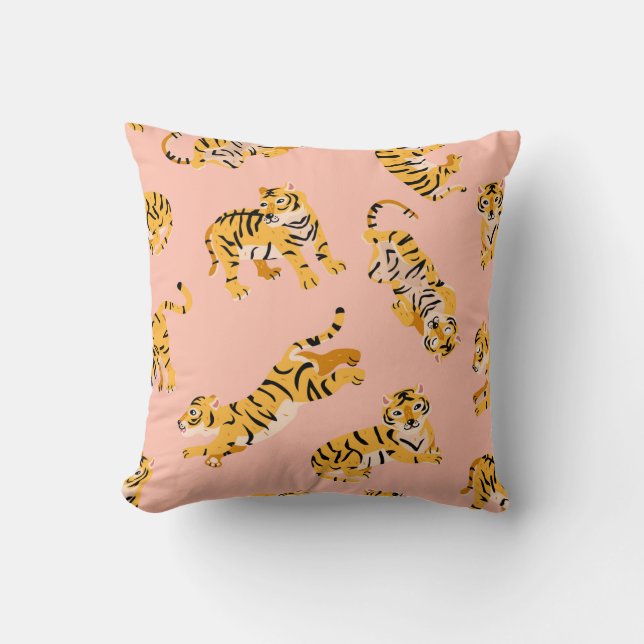 Cute tigers seamless pattern cushion (Front)