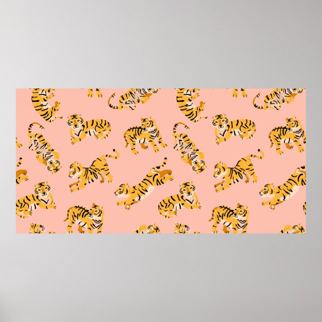 Cute tigers seamless pattern poster (Front)