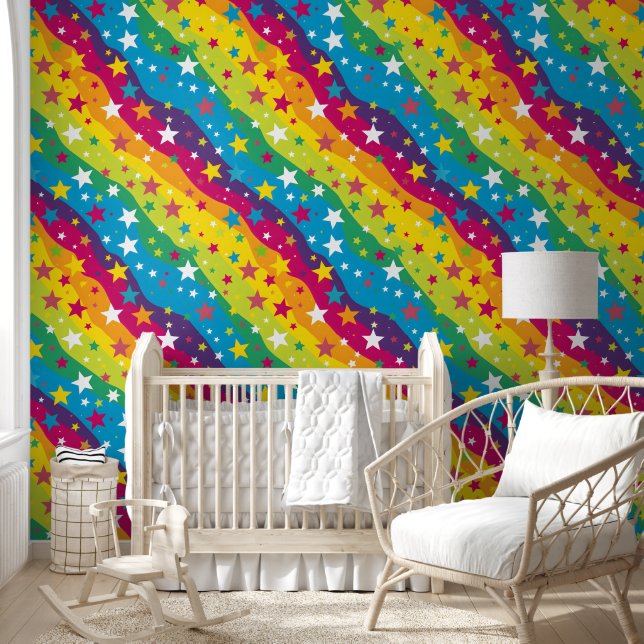 Cute tiled abstract rainbow pattern wallpaper (Kids)