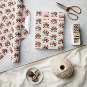 Cute tiled apple pie turkey wrapping paper