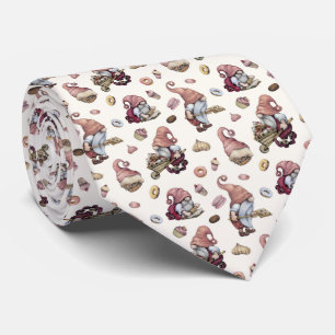 cute tiled baking gnomes bakery pattern  tie
