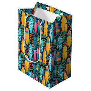 Cute tiled beach surfboards  medium gift bag