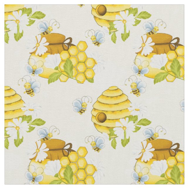 cute tiled bee pattern Fabric (Close Up)