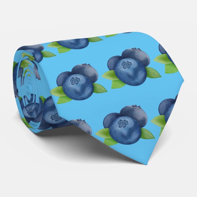 Cute tiled blueberry fruit pattern tie (Rolled)