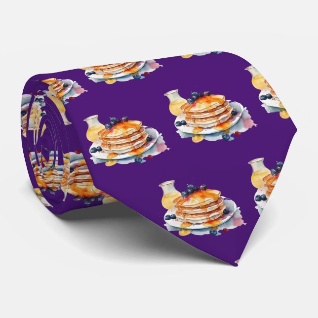 Cute tiled blueberry pancake breakfast tie (Rolled)
