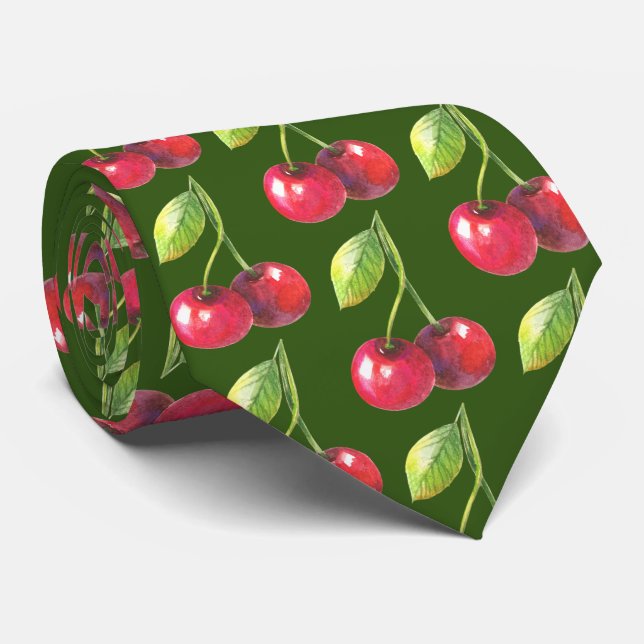 Cute tiled cherry pattern fruit tie (Rolled)