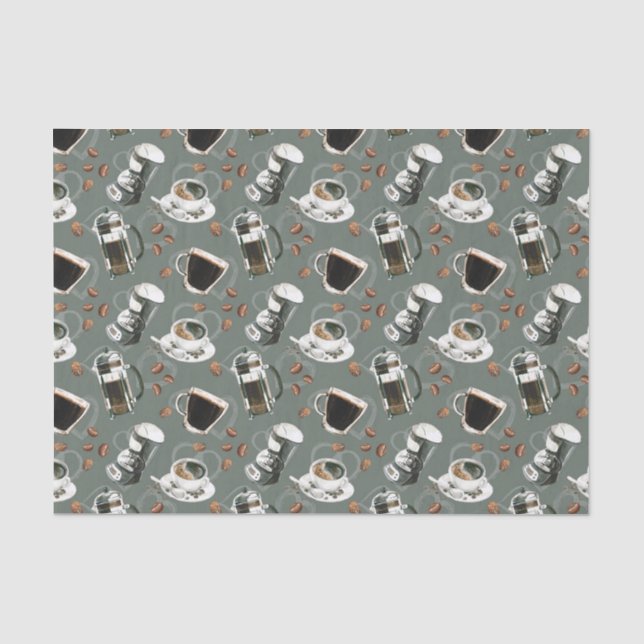 Cute tiled coffee lovers party tissue paper (Front)