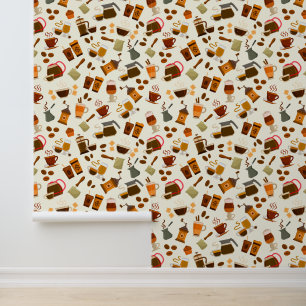 Cute tiled coffee pattern wallpaper