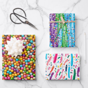Cute tiled colorful sprinkles party  wrapping paper sheet