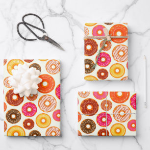 cute tiled doughnut party pattern wrapping paper sheet