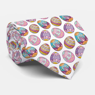 cute tiled Easter eggs pattern neck tie