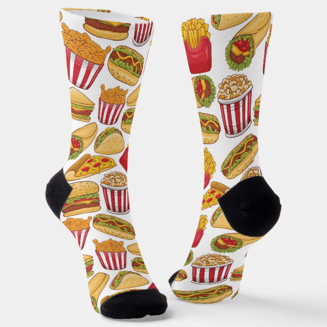 cute tiled fast food lovers  socks (Angled)