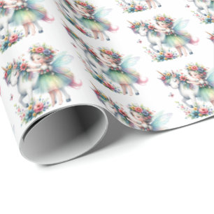 Cute tiled girls unicorn Fairy tiled  Wrapping Paper
