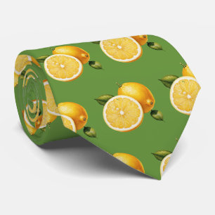 Cute tiled lemon fruit pattern tie