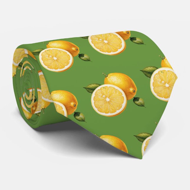 Cute tiled lemon fruit pattern tie (Rolled)