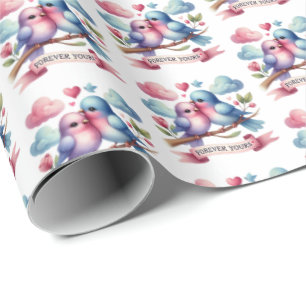 Cute tiled love birds pattern wrapping paper