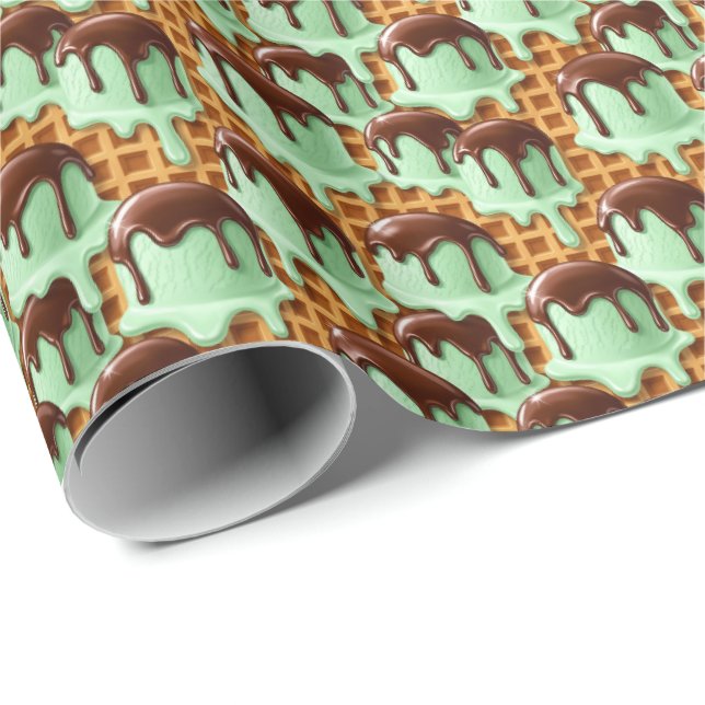 Cute tiled melting ice cream pattern  wrapping paper (Roll Corner)