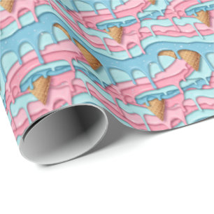 Cute tiled melting ice cream pattern  wrapping paper