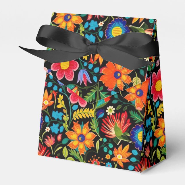 Cute tiled Mexican fiesta flowers  Favour Box (Front Side)