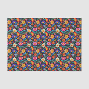 Cute tiled Mexican fiesta flowers  Tissue Paper