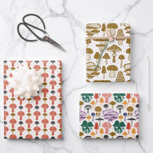 cute tiled mushroom pattern  wrapping paper sheet (Front)