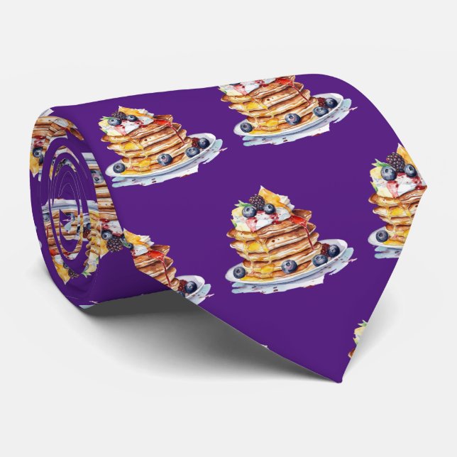 Cute tiled pancake Breakfast pattern Tie (Rolled)