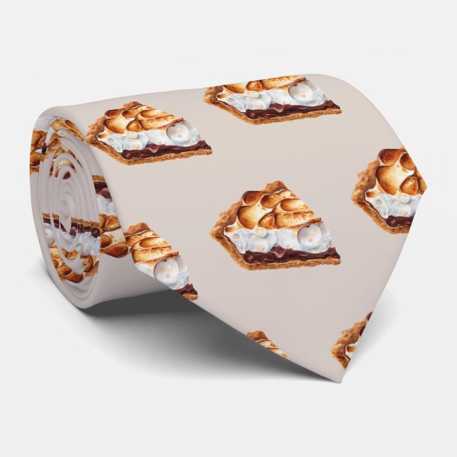 Cute tiled pattern S'more pie  Tie (Rolled)
