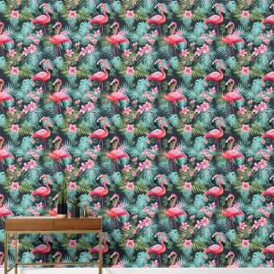 Cute tiled pink flamingo pattern  wallpaper