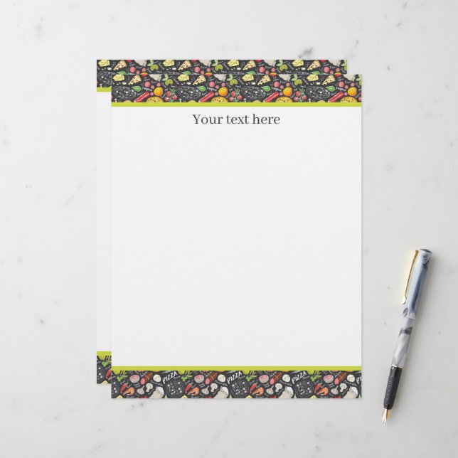 Cute tiled pizza shop vendors customizable  custom letterhead (Front/Back In Situ)