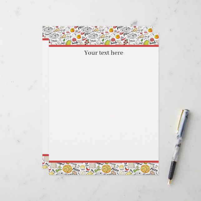 Cute tiled pizza shop vendors customizable  custom letterhead (Front/Back In Situ)