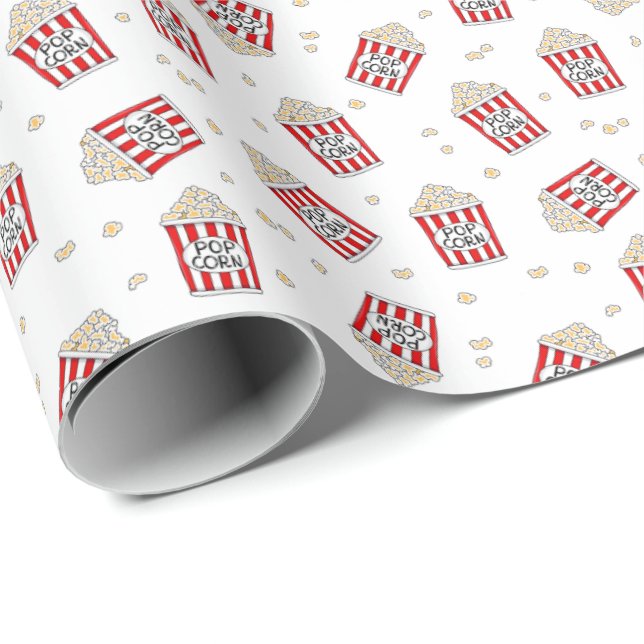 cute tiled popcorn pattern movie lovers wrapping paper (Roll Corner)