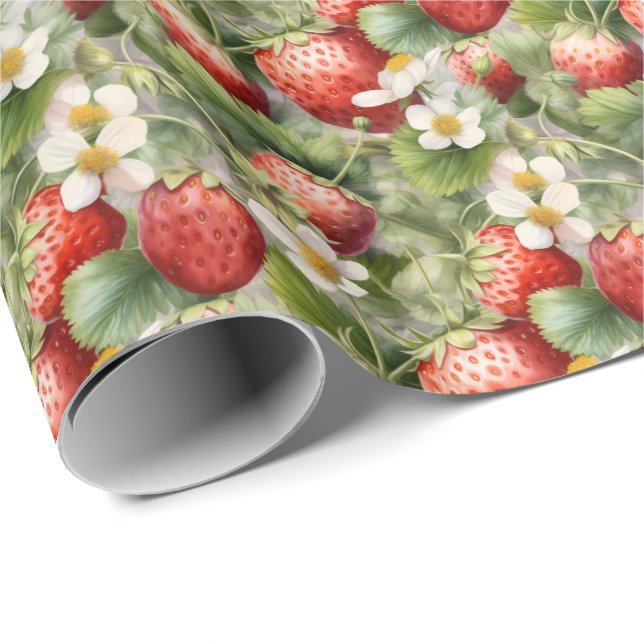 Cute tiled strawberry pattern baby shower wrapping paper (Roll Corner)