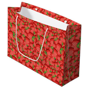 Cute tiled strawberry pattern large gift bag