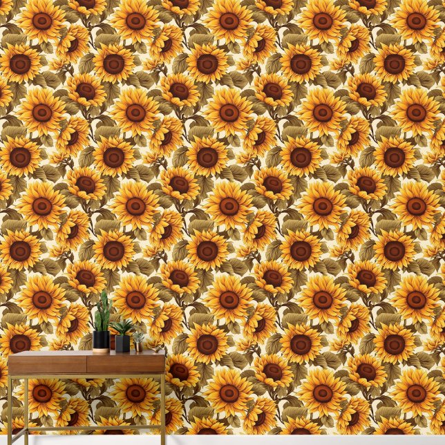 Cute tiled sunflower pattern wallpaper (Hallway)