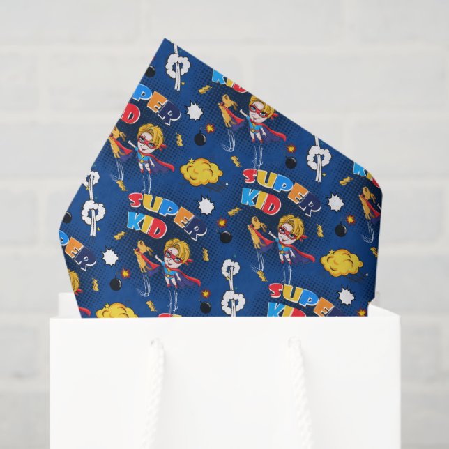cute tiled superhero kid party  tissue paper (Gift Bag)
