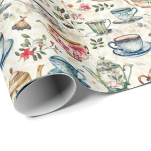 Cute tiled tea party  wrapping paper