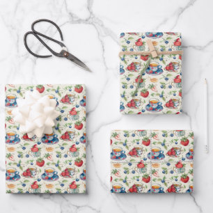 Cute tiled tea party  wrapping paper sheet