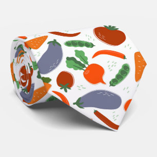 cute tiled vegetable pattern neck tie