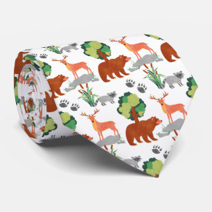 cute tiled Woodland animals pattern Tie