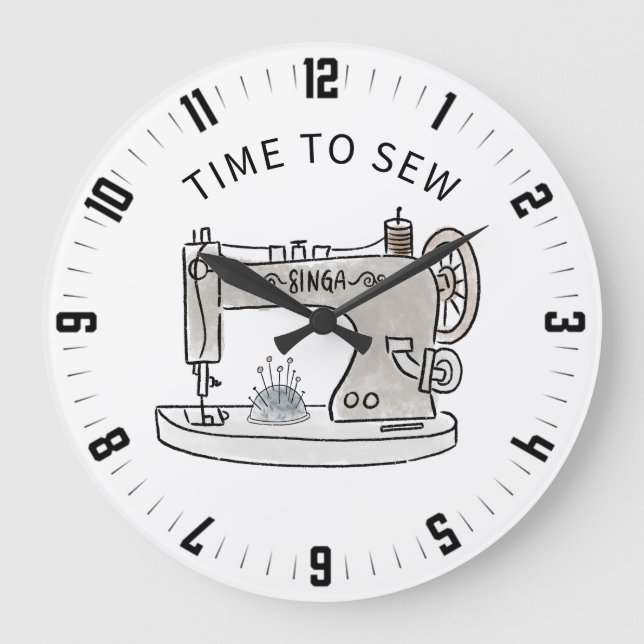 Cute Time To Sew Large Clock (Front)