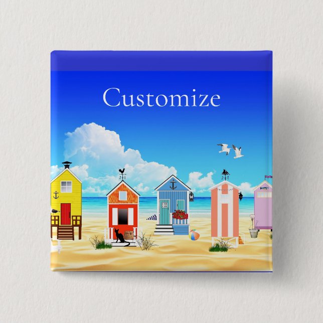 Cute Tiny Beach Shacks Thunder_Cove 15 Cm Square Badge (Front)