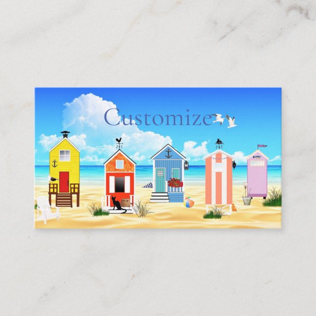 Cute Tiny Beach Shacks Thunder_Cove Business Card (Front)