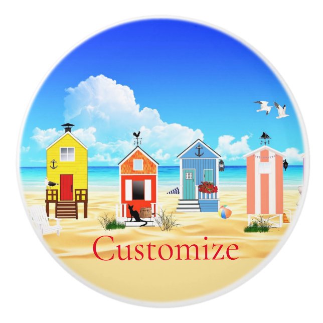 Cute Tiny Beach Shacks Thunder_Cove Ceramic Knob (Front)