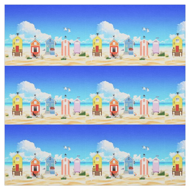 Cute Tiny Beach Shacks Thunder_Cove  Fabric (Swatch)