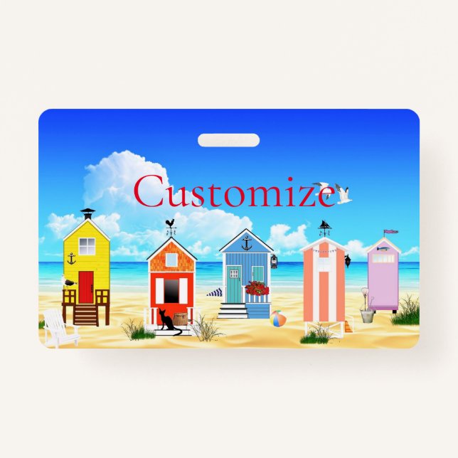 Cute Tiny Beach Shacks Thunder_Cove ID Badge (Front)