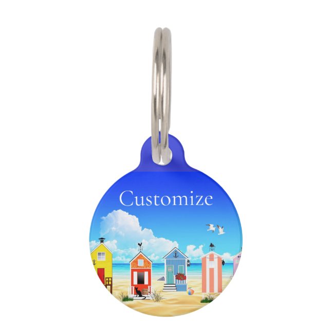 Cute Tiny Beach Shacks Thunder_Cove Pet Tag (Front)