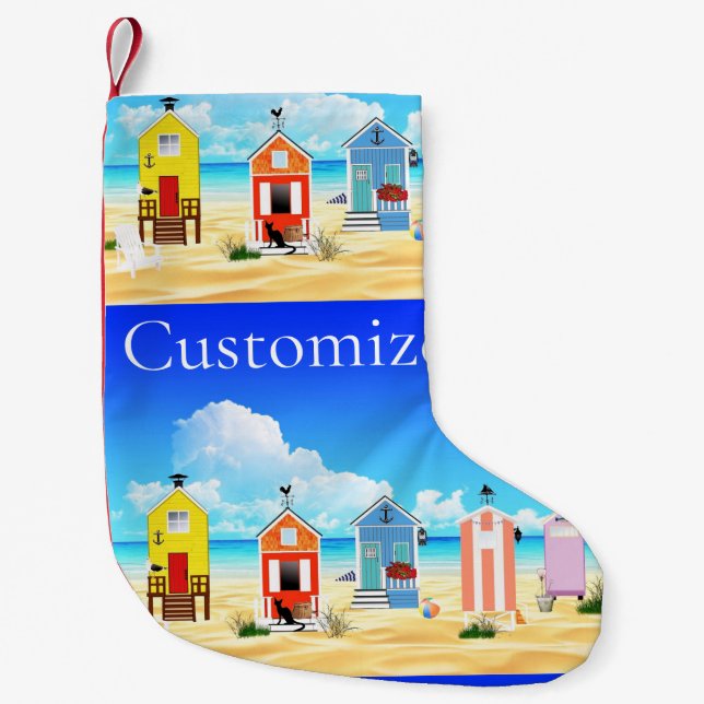 Cute Tiny Beach Shacks Thunder_Cove Small Christmas Stocking (Front)
