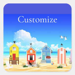 Cute Tiny Beach Shacks Thunder_Cove Square Sticker