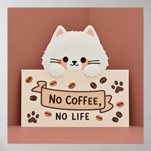 Cute Tiny cat paw prints and coffee beans (Front)