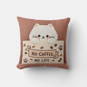 Cute Tiny cat paw prints and coffee beans Cushion